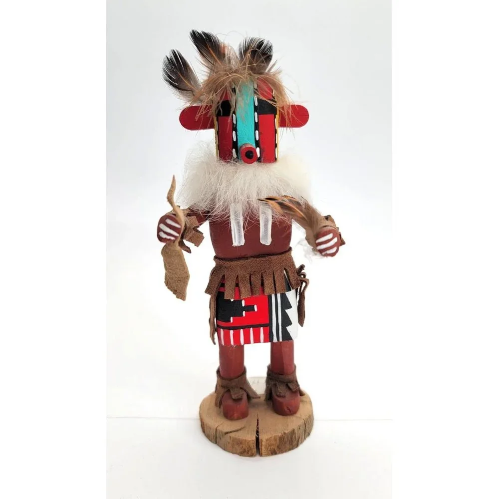 Navajo Laguna Corn Kachina Doll Native American Handmade Feathers Colorful DH601 - Picture 2 of 7